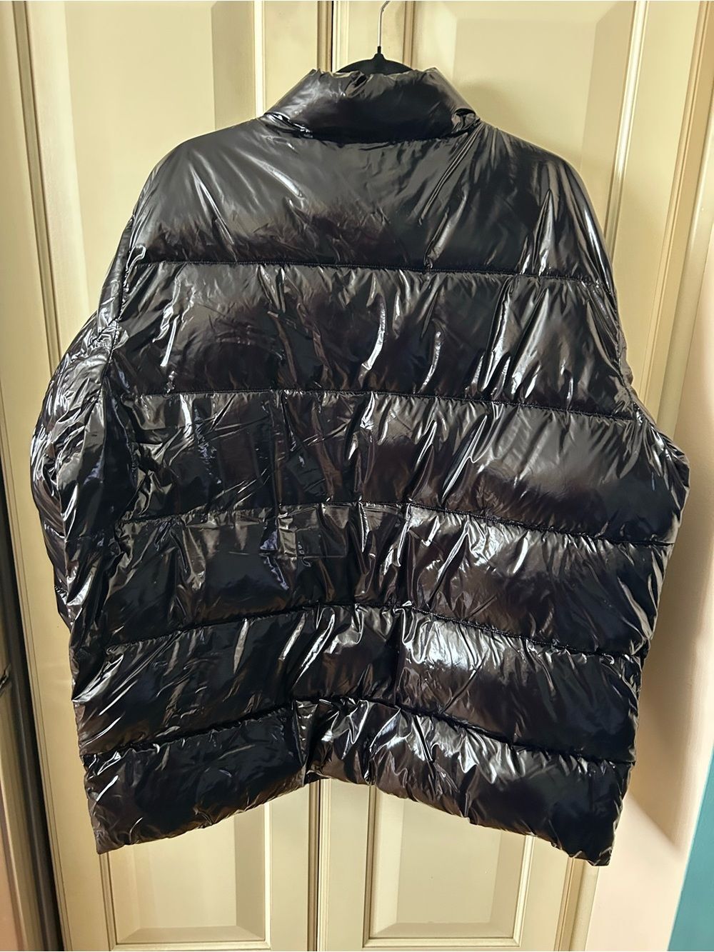 Calvin Klein Glossy Black Quilted Puffer Coat - Size XL - Picture 2 of 7